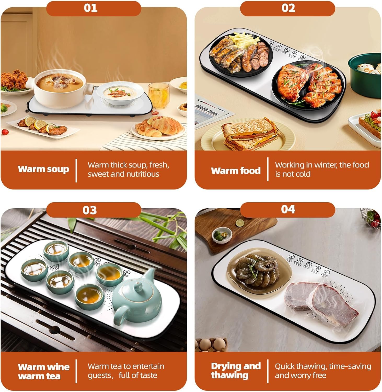 Hot-Hob | Multifunctional Electric Food Heating Glass Tray