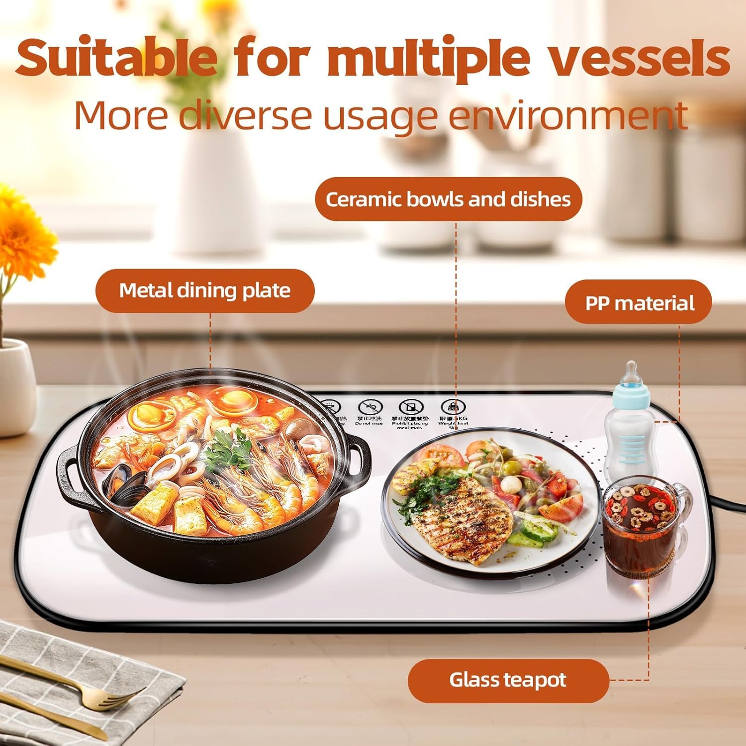 Hot-Hob | Multifunctional Electric Food Heating Glass Tray